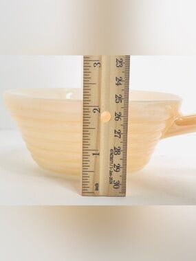 Vintage Fire King Peach Lustre Beehive Handled Soup Bowl Anchor Hocking